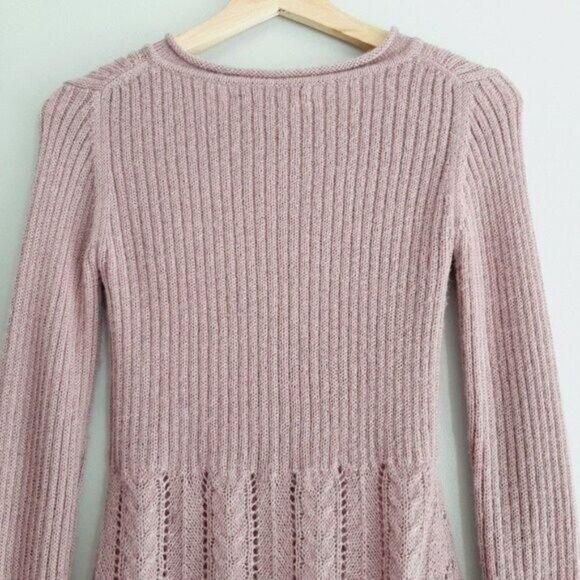 Pink Ribbed Knit Women's Cardigan - Picture 6 of 9